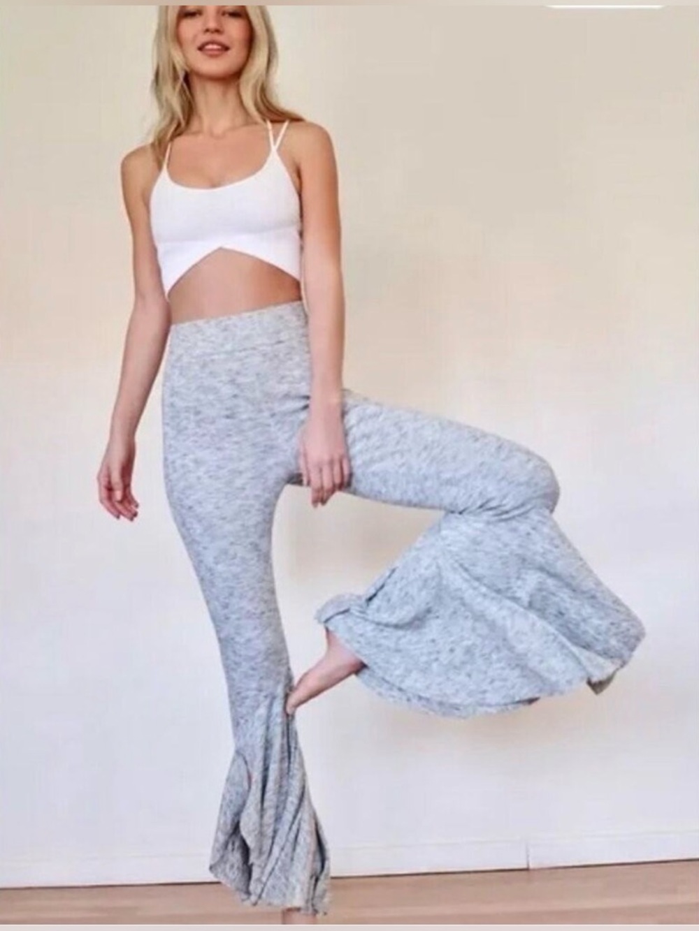Free People Movement Low and Flow Flare Leggings in Heather Gray - Picture 2 of 5